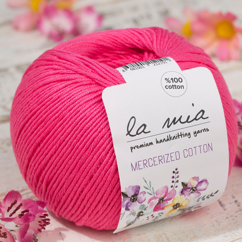 La Mia Mercerized Cotton Koyu Pembe El Örgü İpi - 35